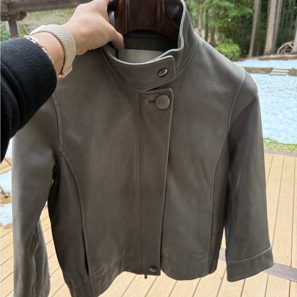 Valette leather jacket gray M Lamb leather!  See pen mark on jacket.  3/4 sleeve - Picture 3 of 13